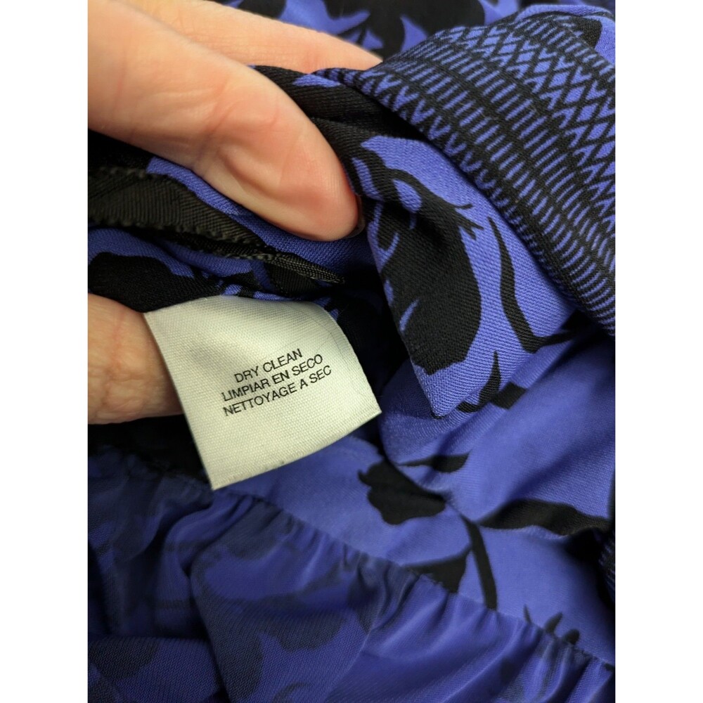 Jones New York Babydoll Dress Size 12 Dark Romantic Midnight Blue Black Floral - Picture 8 of 10